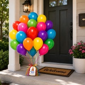 Balloon Decorating Bundle with colorful helium balloons ready for party decorating by Balloony Toons